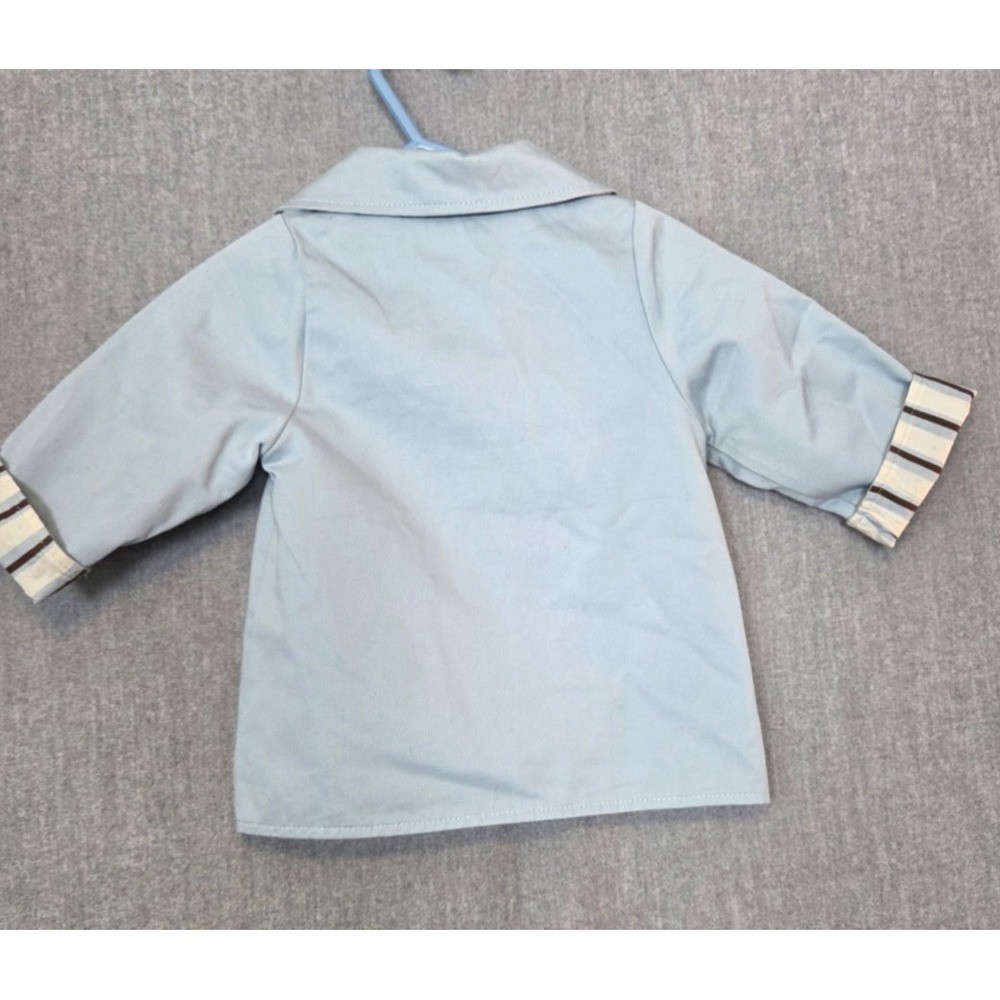 RESTORATION HARDWARE Baby Jacket 3-6 Months Blue Trench‎ Rain Coat Button Up - Picture 3 of 9